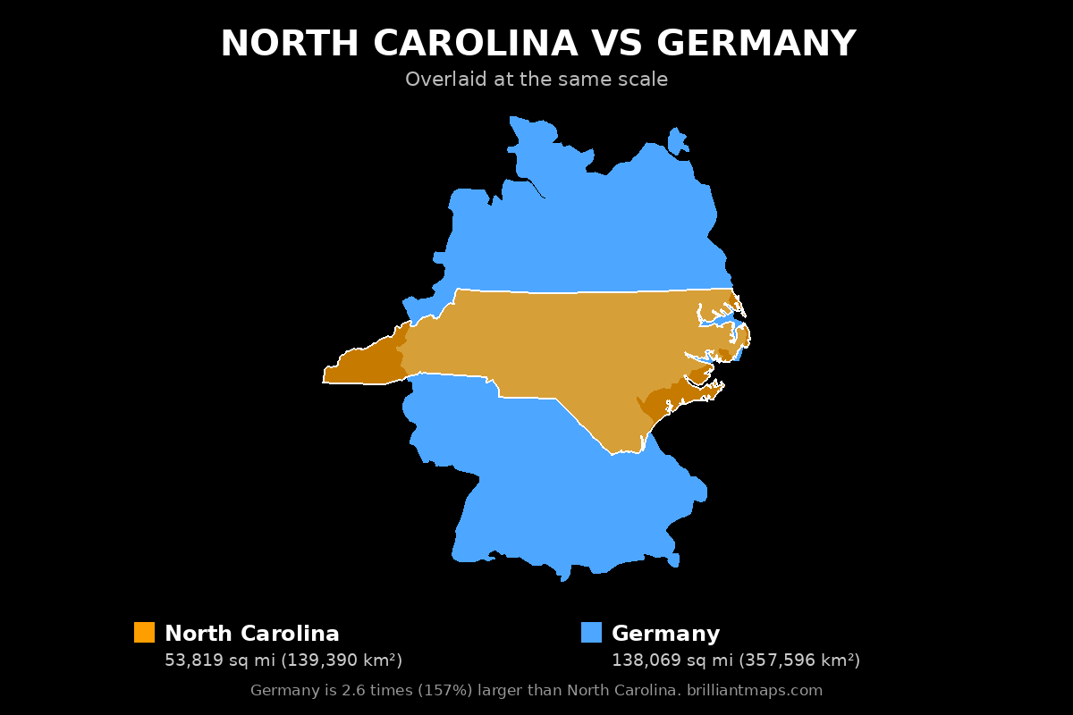 North Carolina vs Germany Size Comparison Map