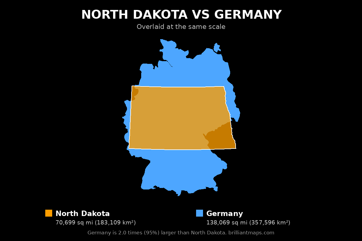 North Dakota vs Germany Size Comparison Map