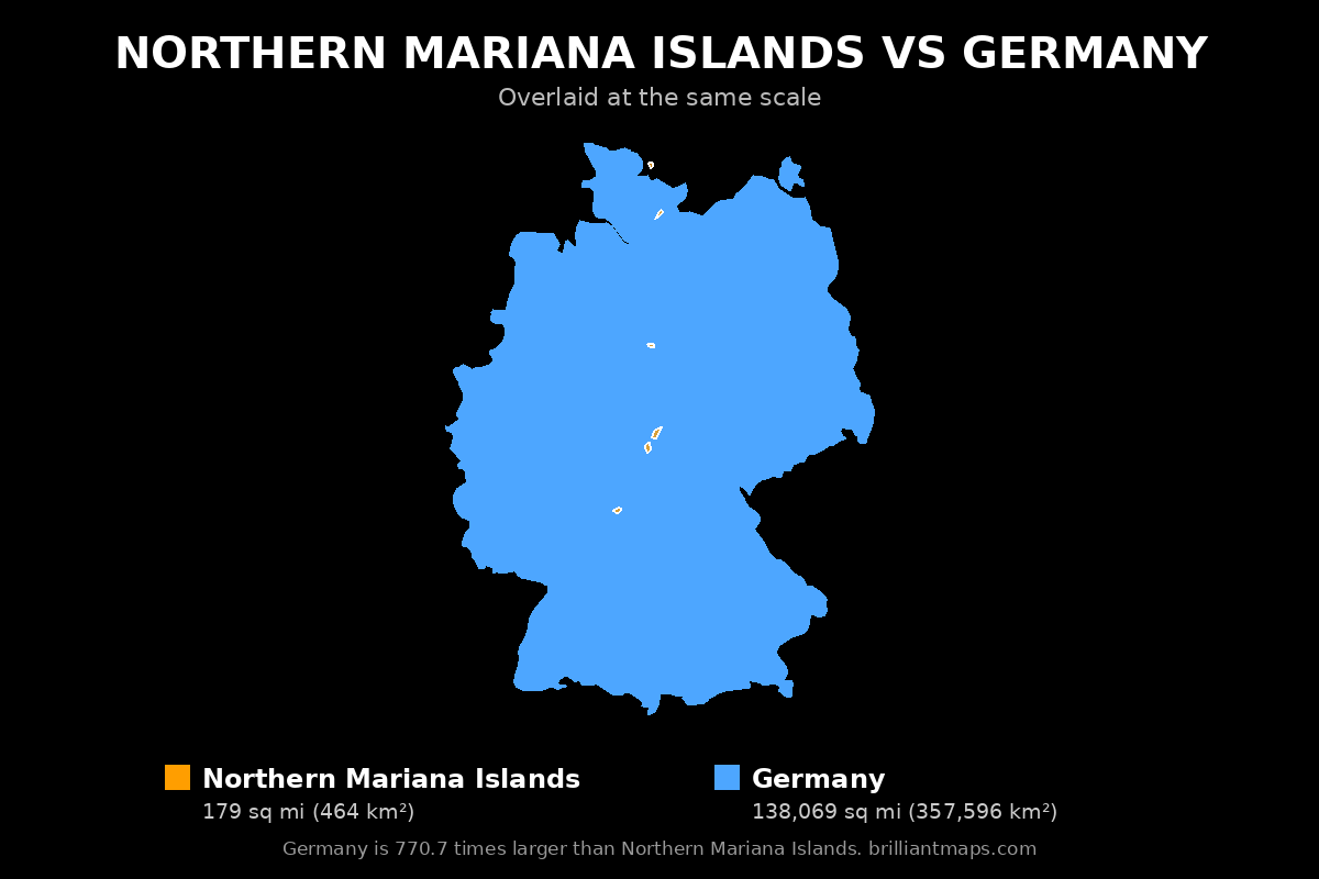 Northern Mariana Islands vs Germany Size Comparison Map
