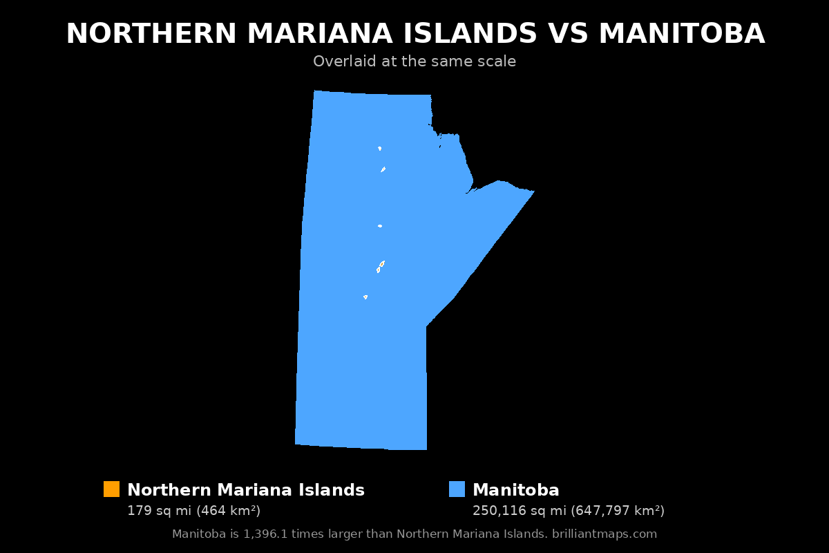 Northern Mariana Islands vs Manitoba Size Comparison Map