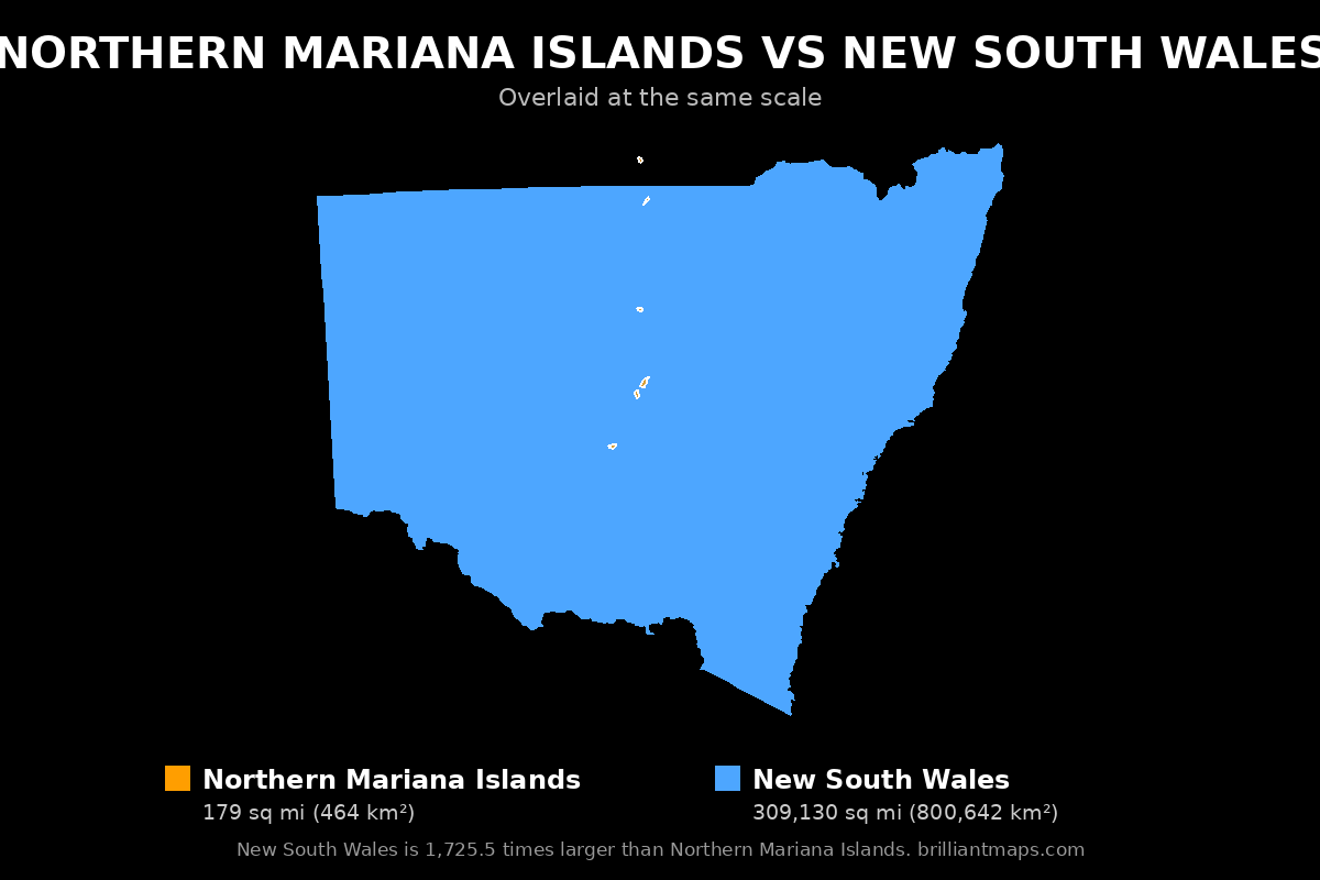 Northern Mariana Islands vs New South Wales Size Comparison Map