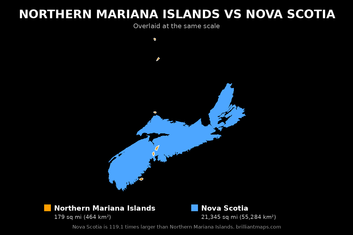 Northern Mariana Islands vs Nova Scotia Size Comparison Map