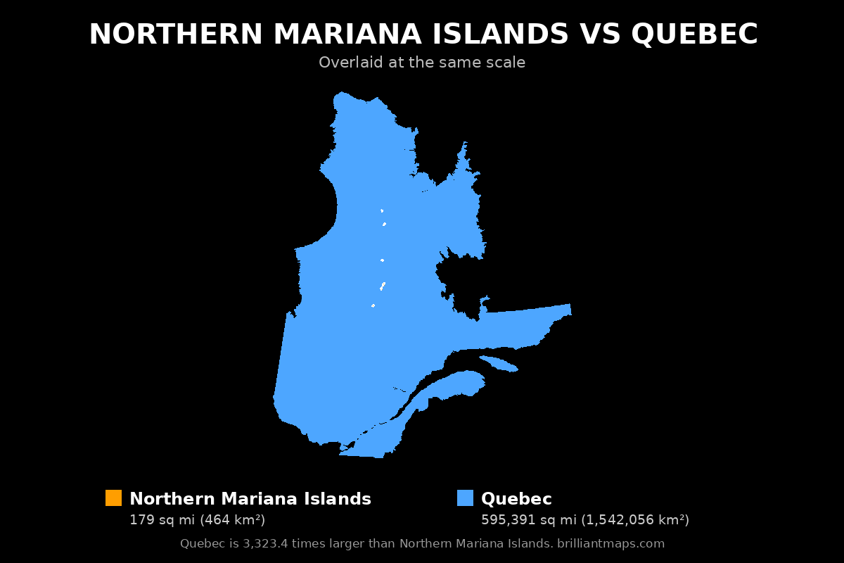 Northern Mariana Islands vs Quebec Size Comparison Map
