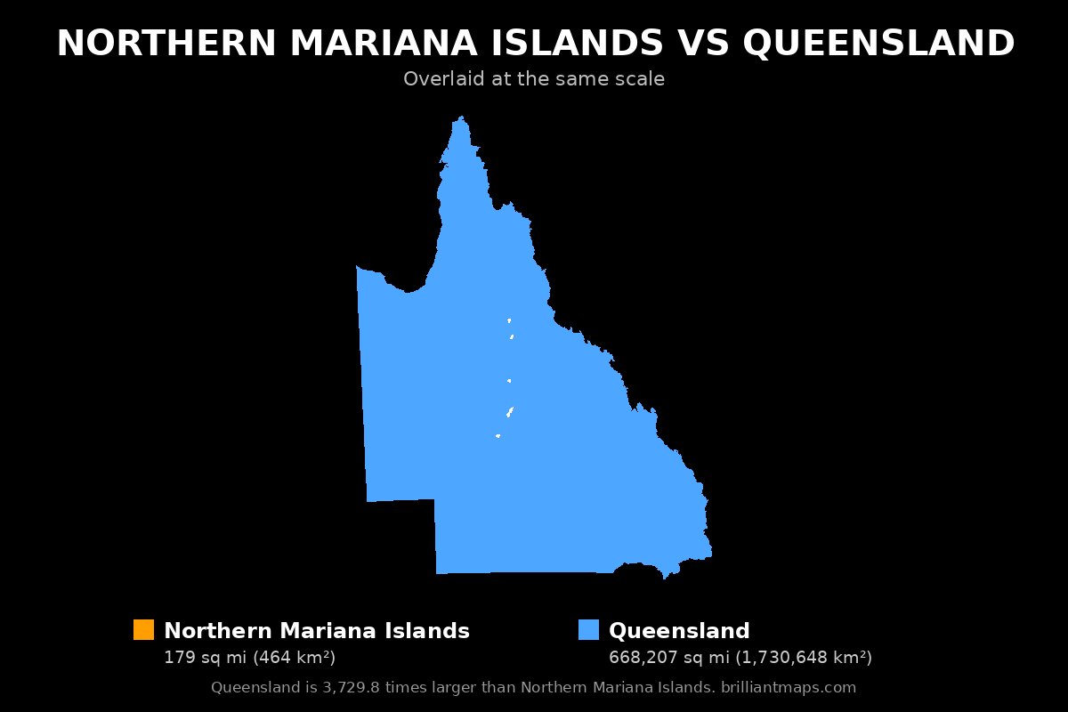 Northern Mariana Islands vs Queensland Size Comparison Map