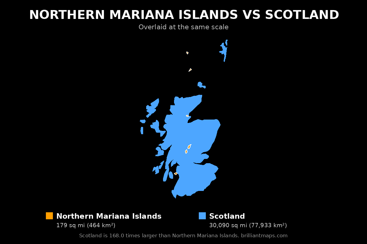Northern Mariana Islands vs Scotland Size Comparison Map