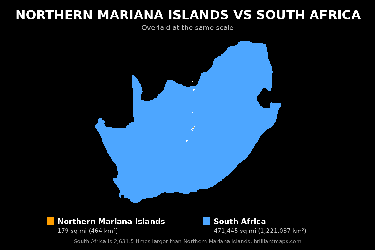 Northern Mariana Islands vs South Africa Size Comparison Map