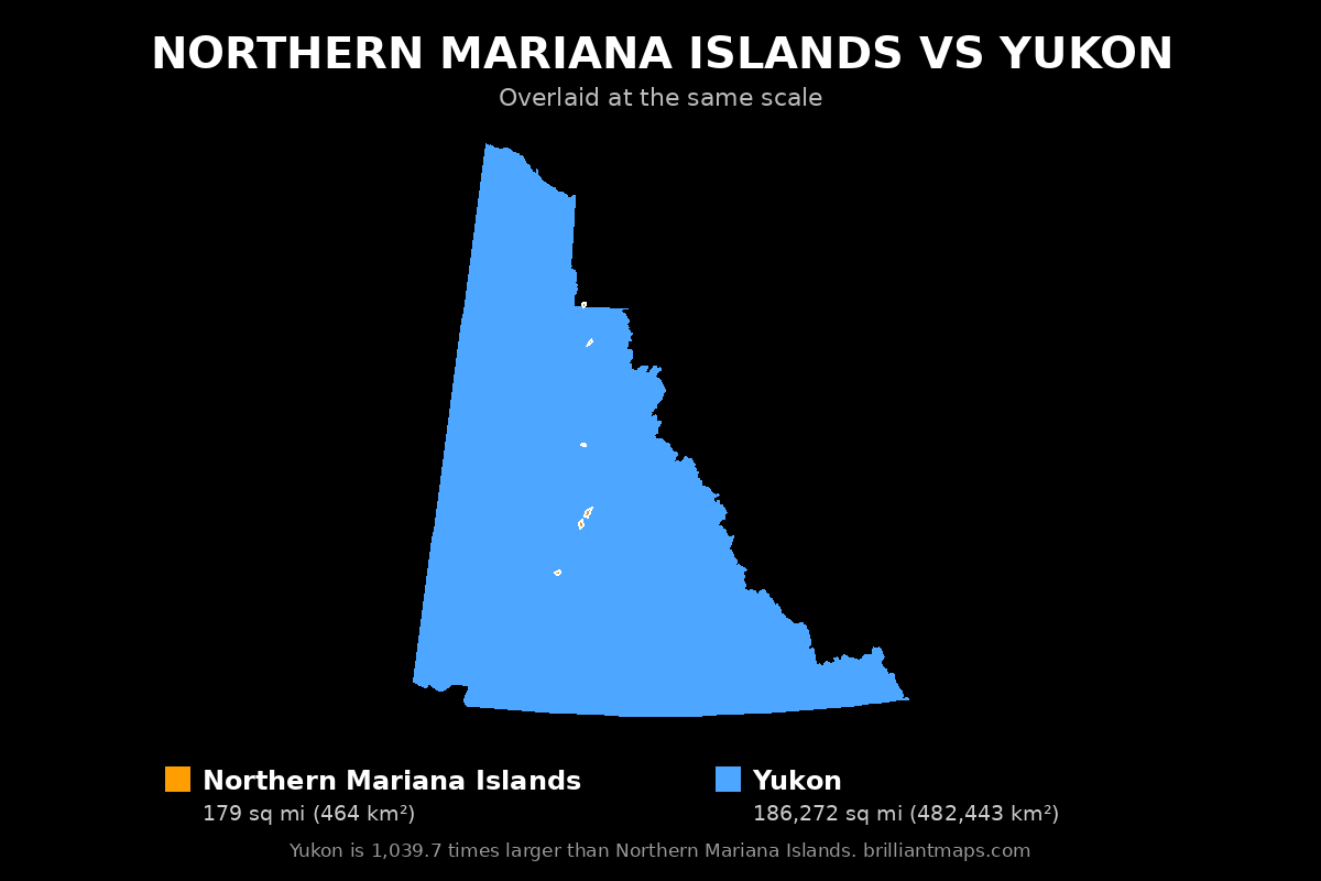 Northern Mariana Islands vs Yukon Size Comparison Map