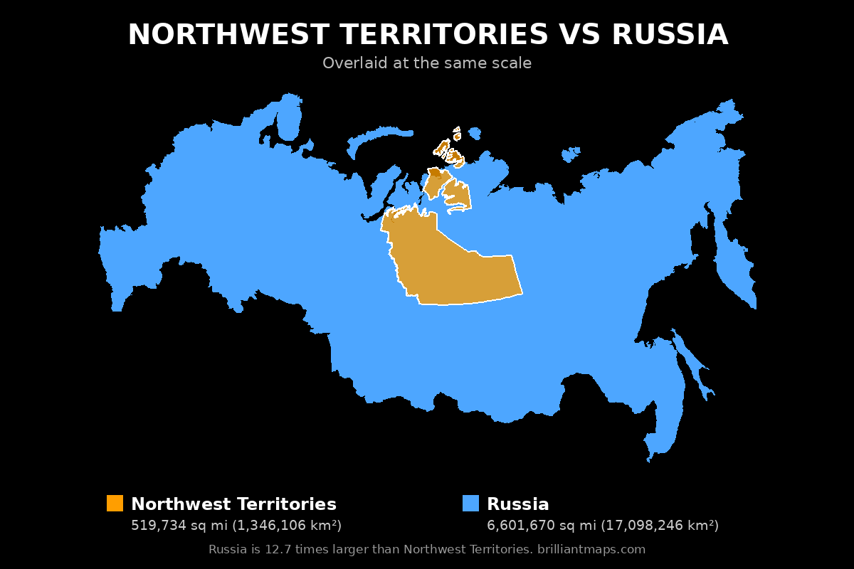 Northwest Territories vs Russia Size Comparison Map