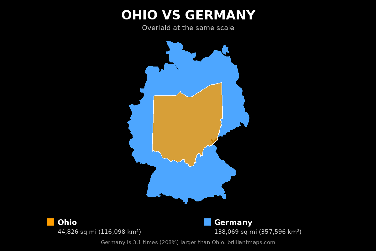 Ohio vs Germany Size Comparison Map