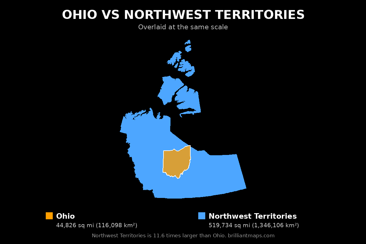 Ohio vs Northwest Territories Size Comparison Map