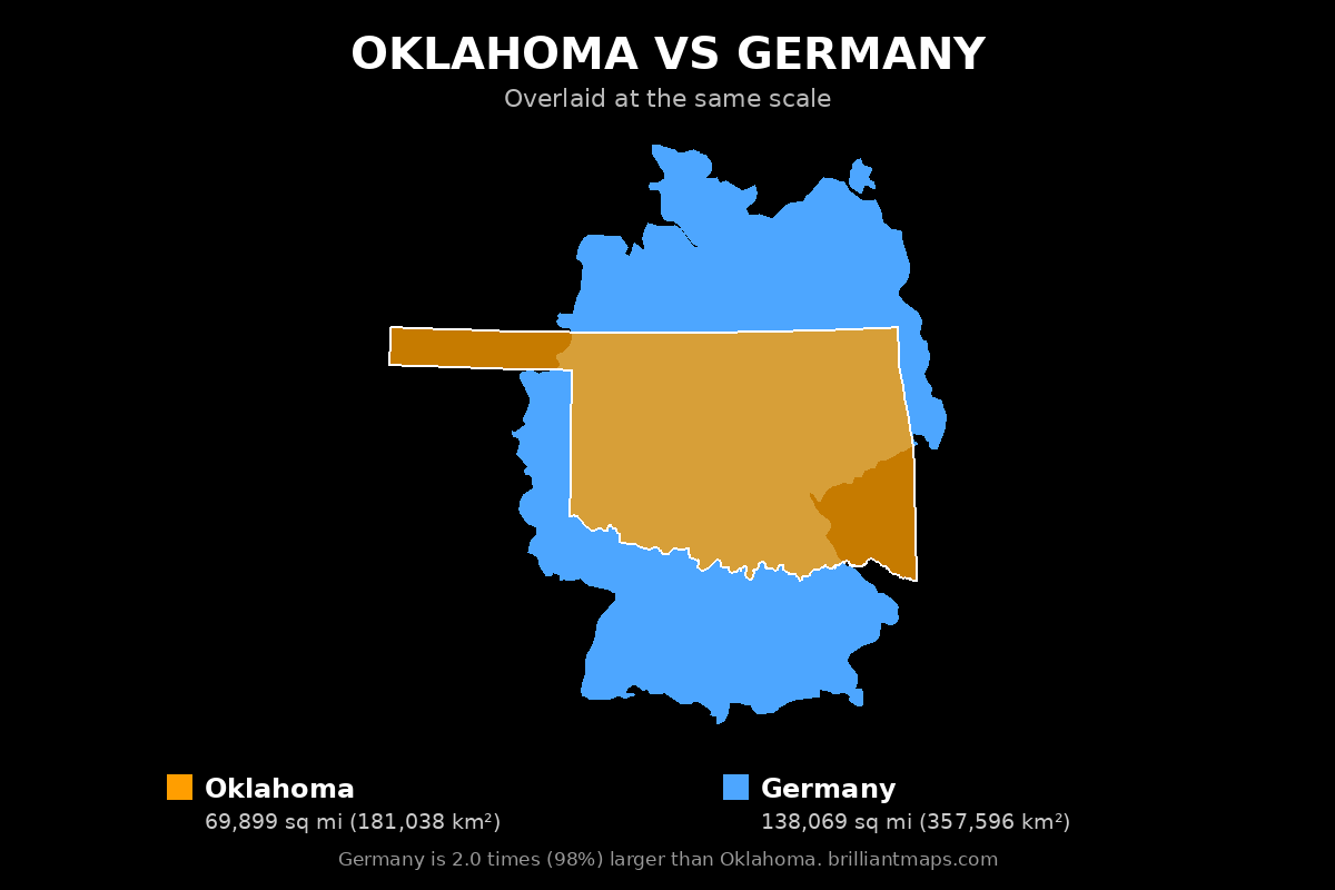 Oklahoma vs Germany Size Comparison Map