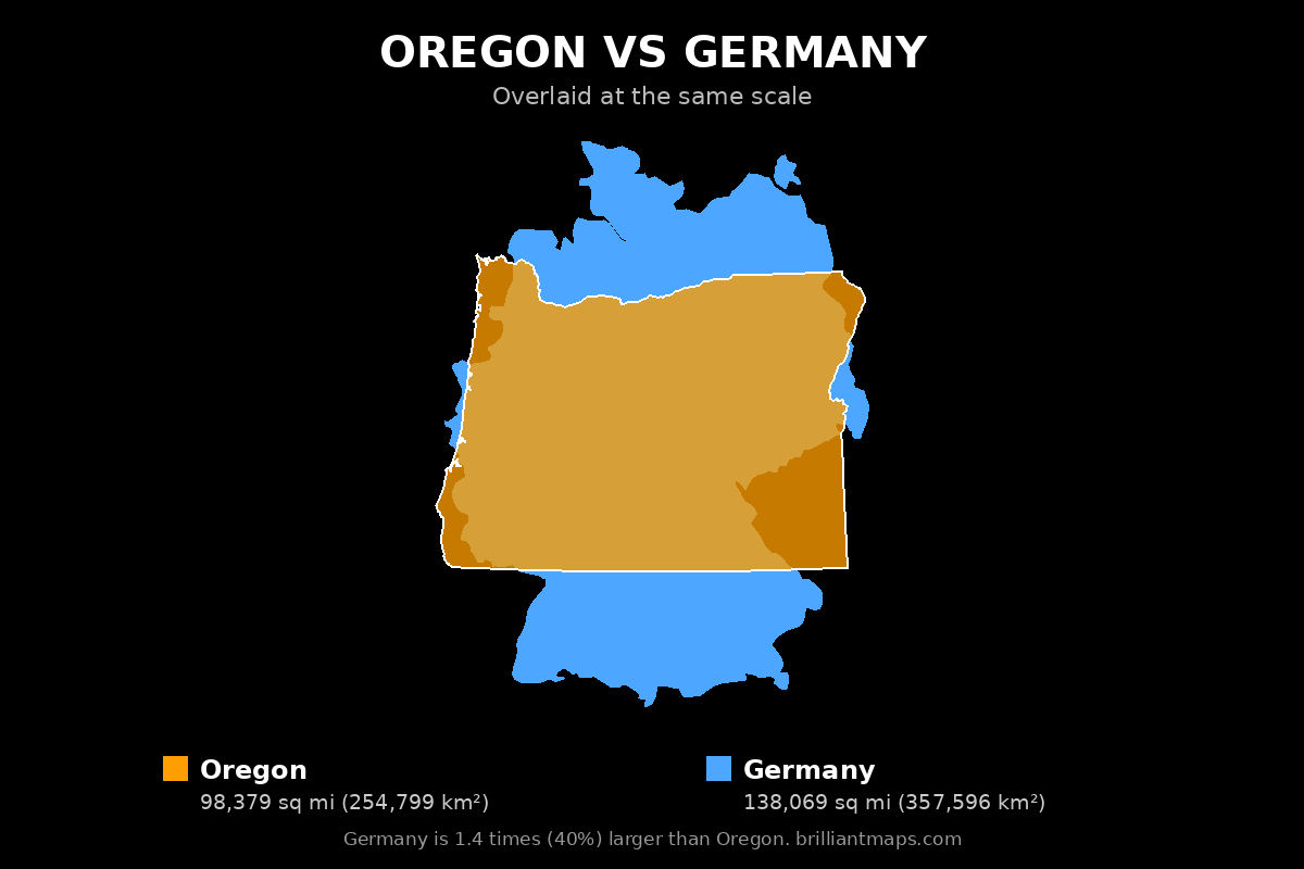Oregon vs Germany Size Comparison Map