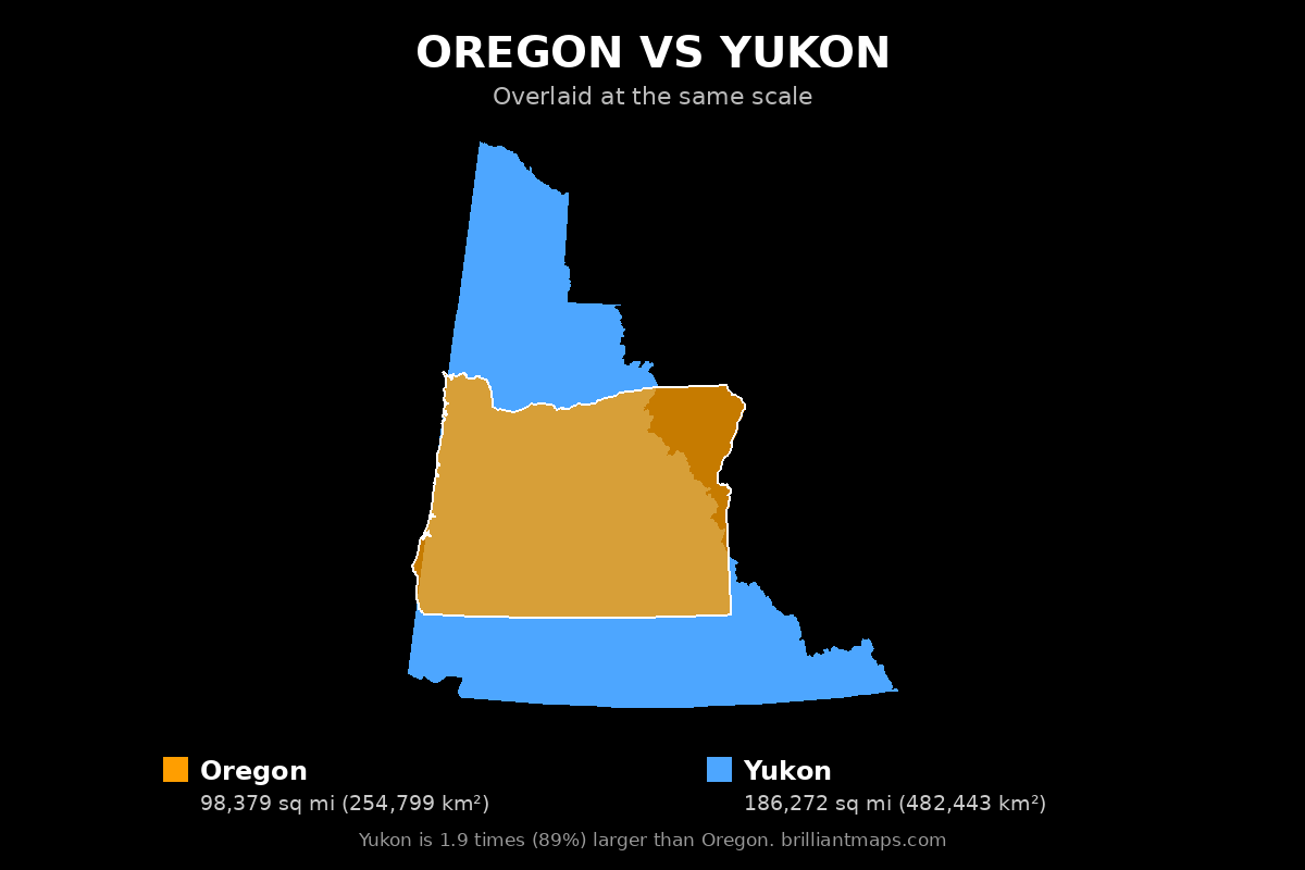 Oregon vs Yukon Size Comparison Map