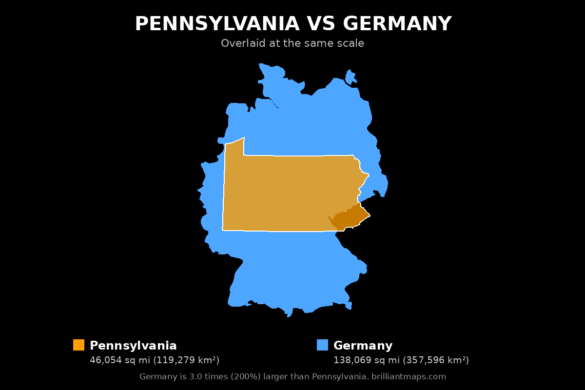 Pennsylvania vs Germany Size Comparison Map