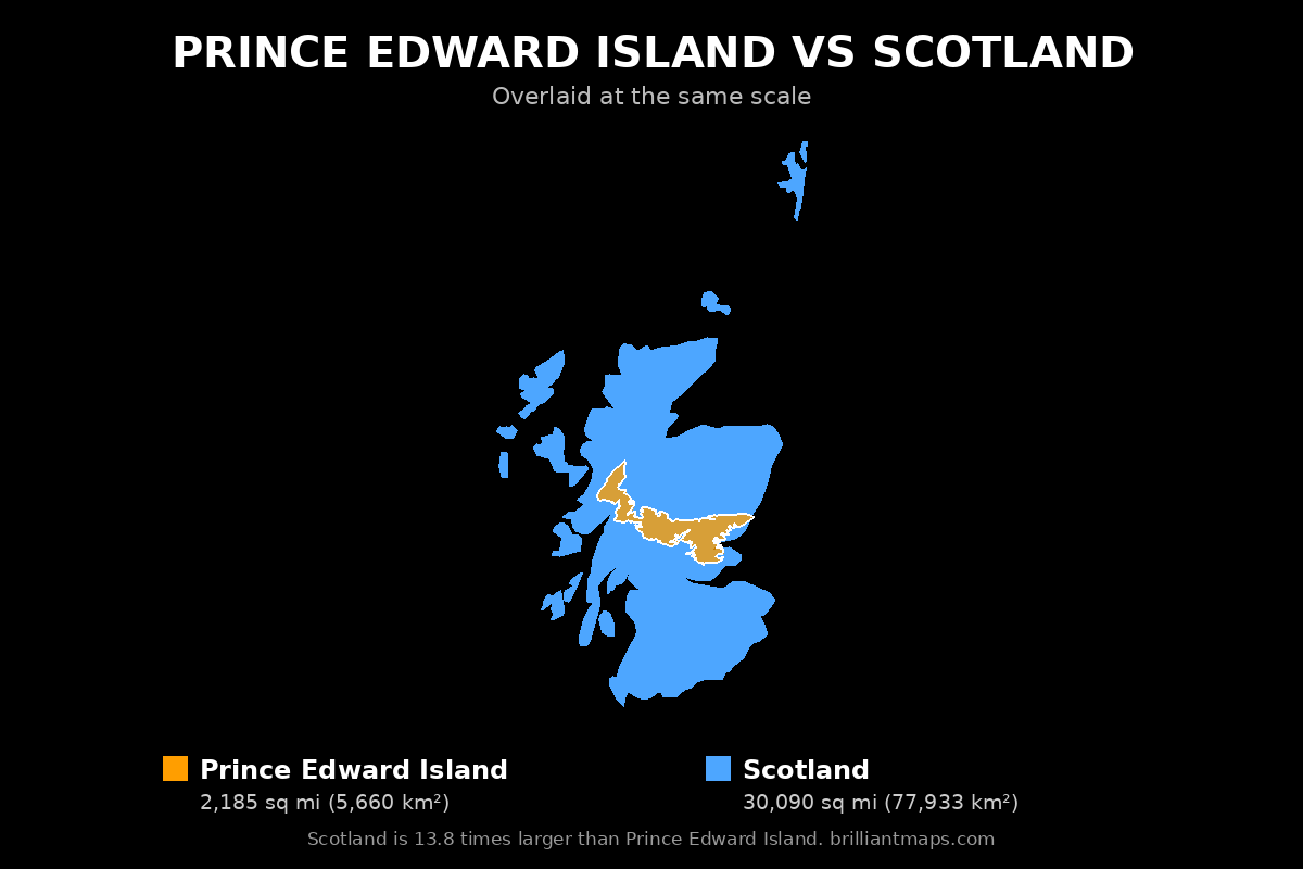 Prince Edward Island vs Scotland Size Comparison Map