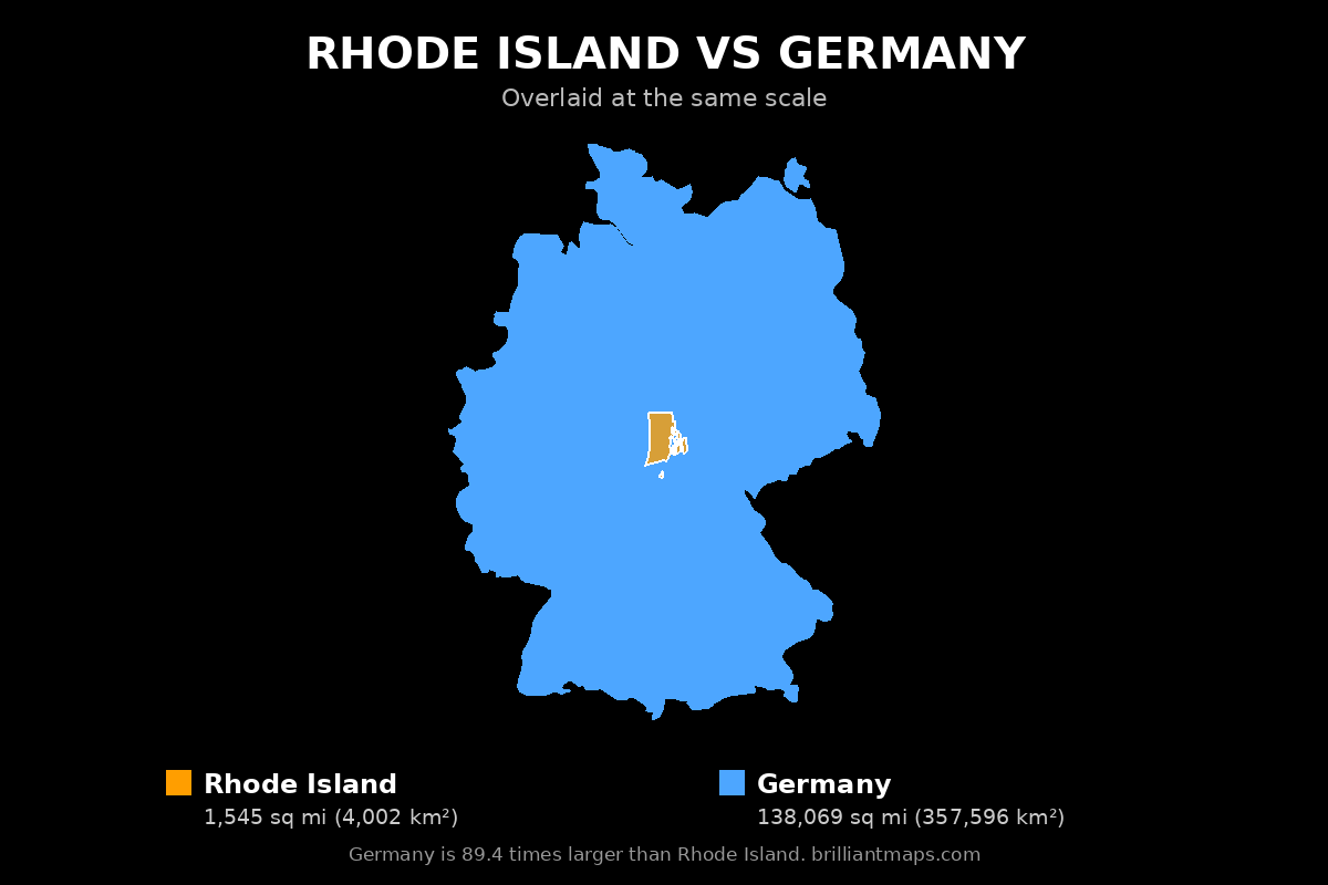 Rhode Island vs Germany Size Comparison Map