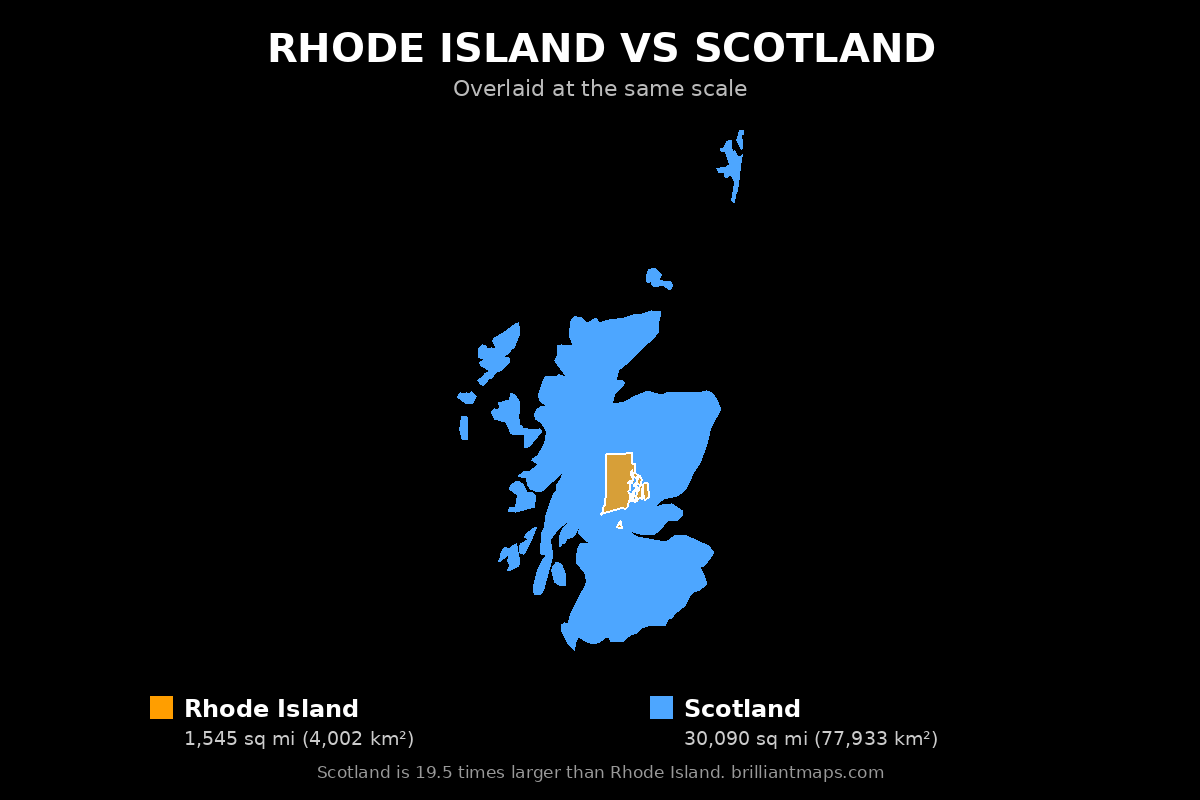 Rhode Island vs Scotland Size Comparison Map