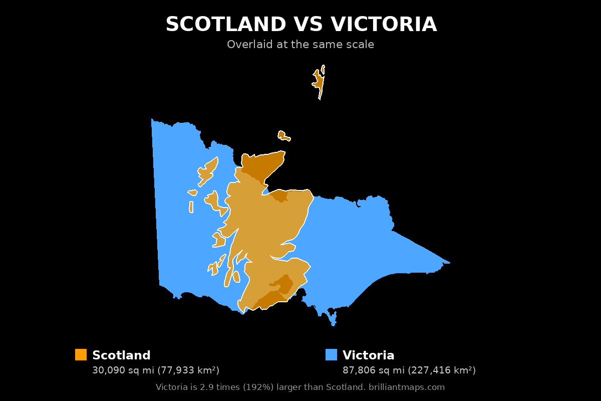 Scotland vs Victoria Size Comparison Map