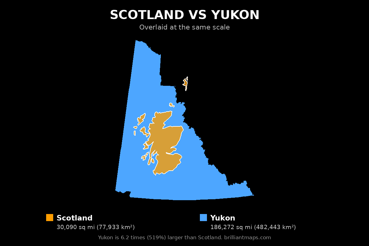 Scotland vs Yukon Size Comparison Map