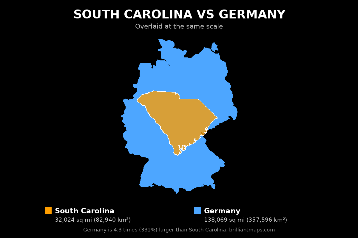 South Carolina vs Germany Size Comparison Map