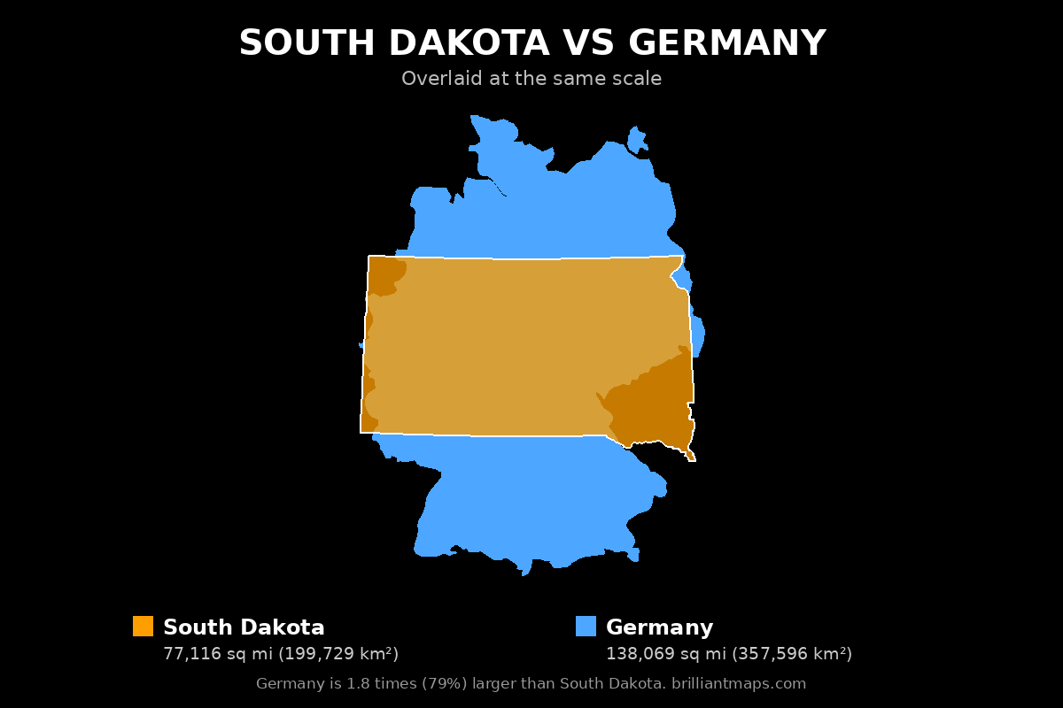 South Dakota vs Germany Size Comparison Map