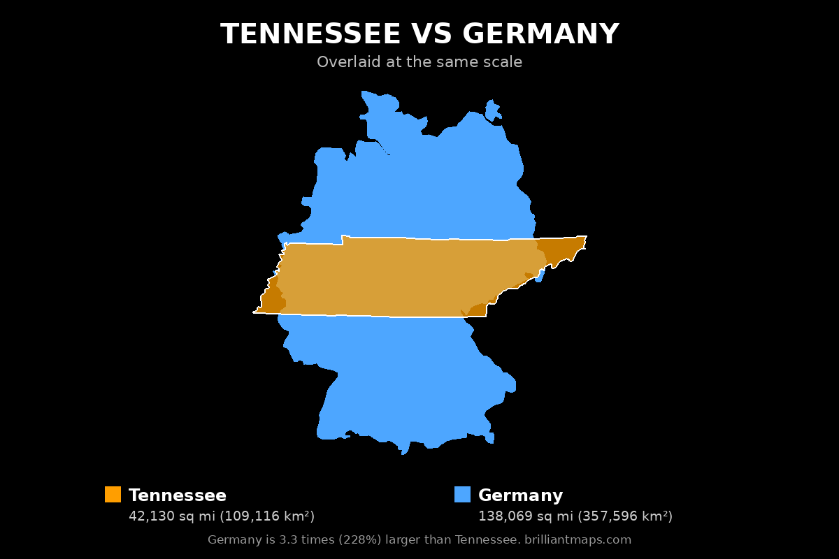 Tennessee vs Germany Size Comparison Map