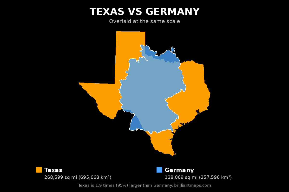 Texas vs Germany Size Comparison Map