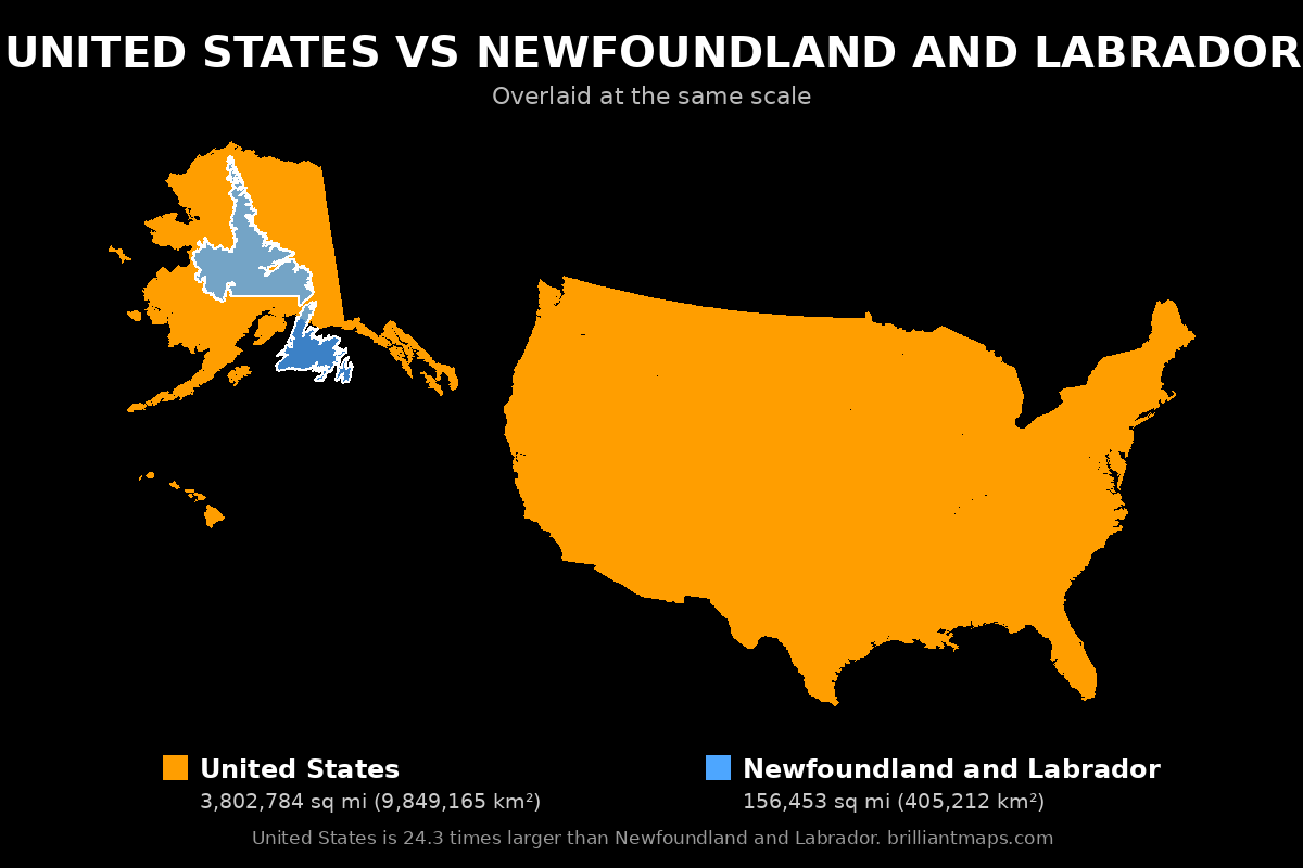 United States vs Newfoundland and Labrador Size Comparison Map