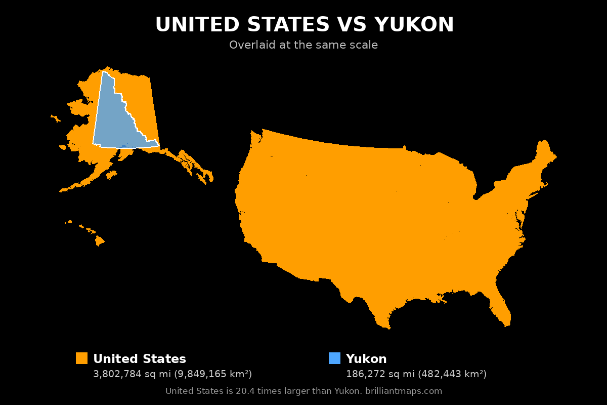 United States vs Yukon Size Comparison Map