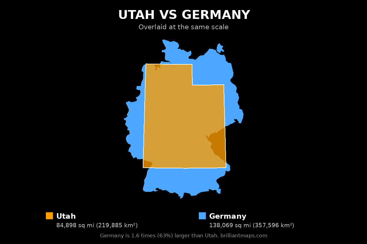 Utah vs Germany Size Comparison Map
