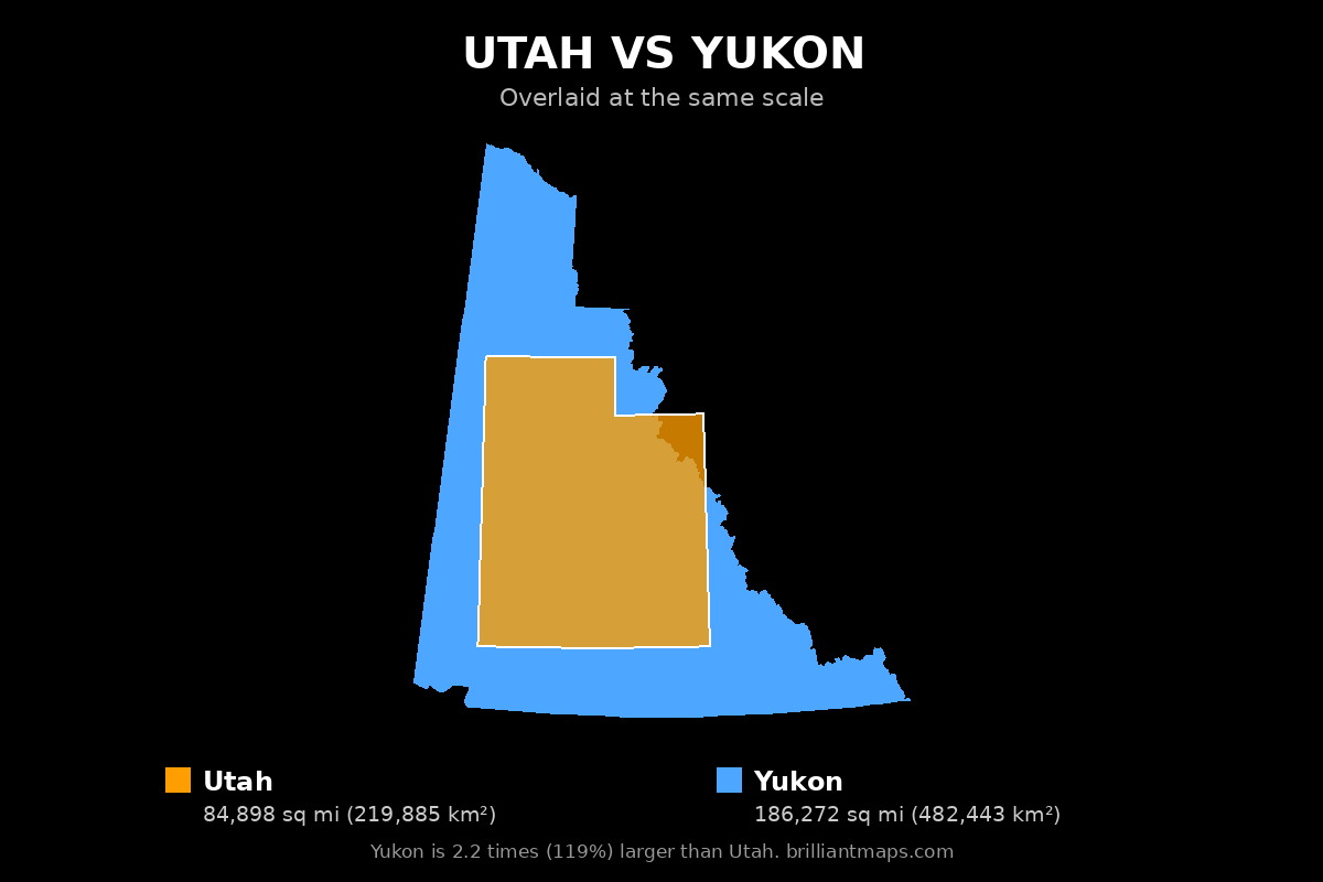 Utah vs Yukon Size Comparison Map
