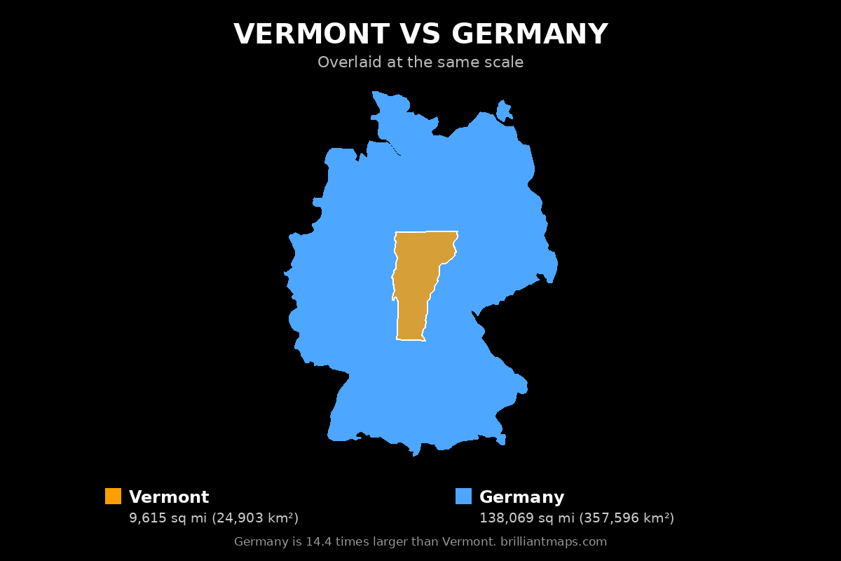 Vermont vs Germany Size Comparison Map