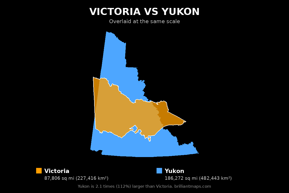 Victoria vs Yukon Size Comparison Map
