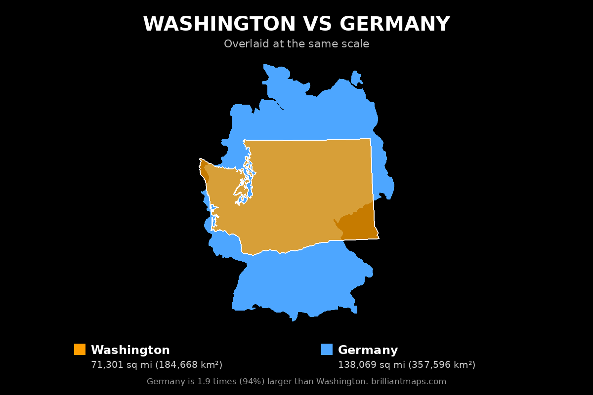 Washington vs Germany Size Comparison Map