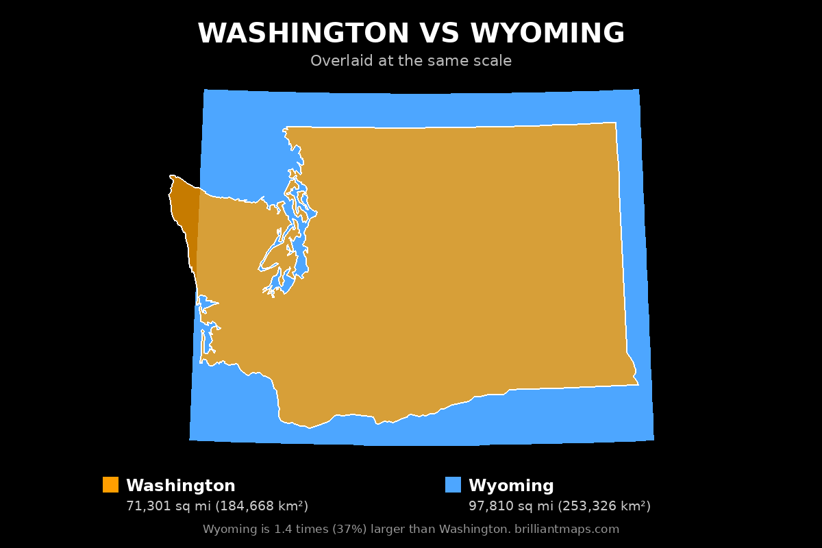 Washington vs Wyoming Size Comparison Map
