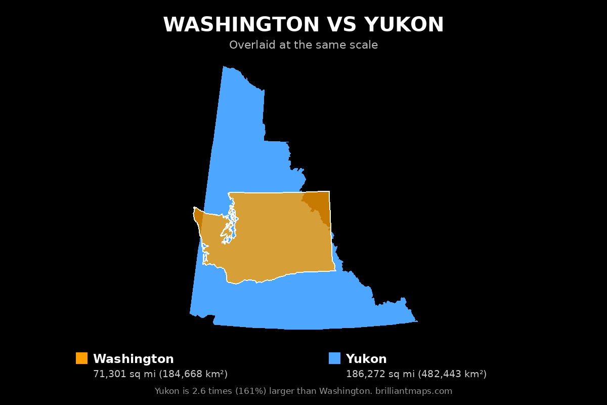 Washington vs Yukon Size Comparison Map