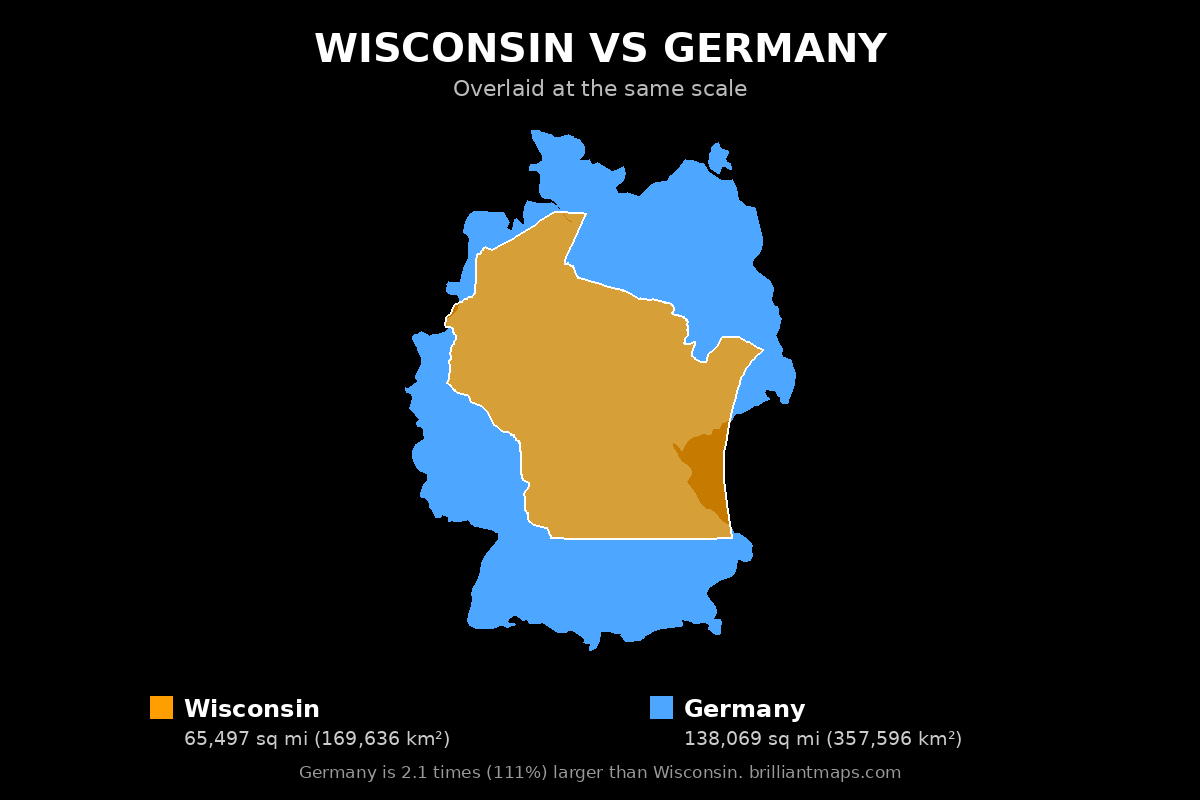 Wisconsin vs Germany Size Comparison Map