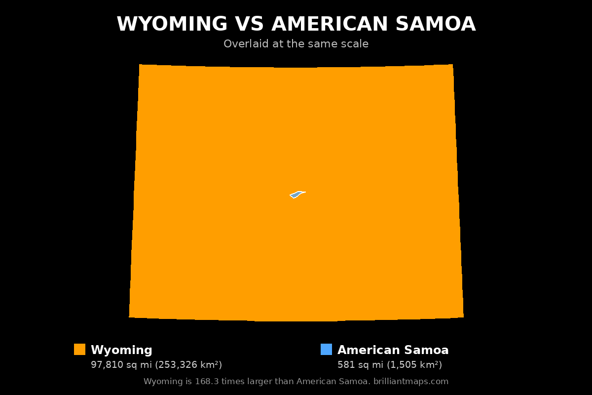 Wyoming vs American Samoa Size Comparison Map