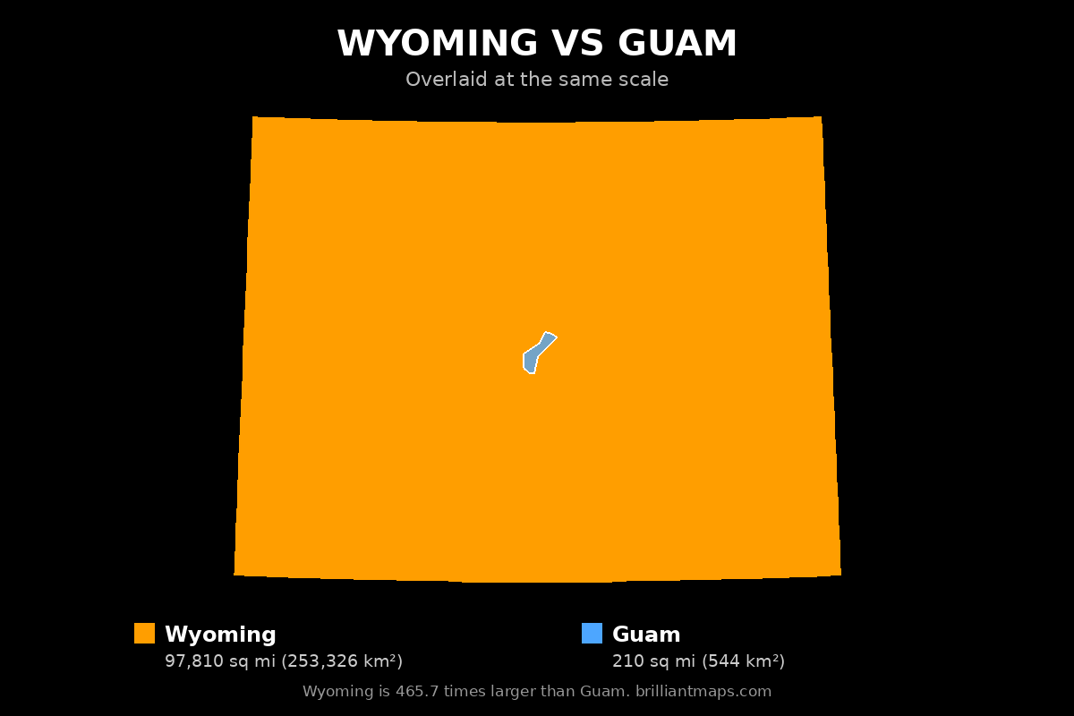 Wyoming vs Guam Size Comparison Map