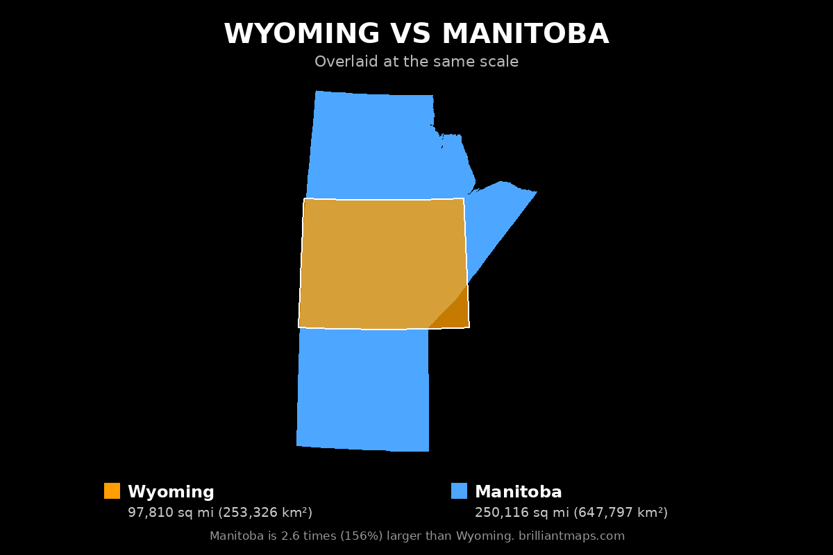 Wyoming vs Manitoba Size Comparison Map