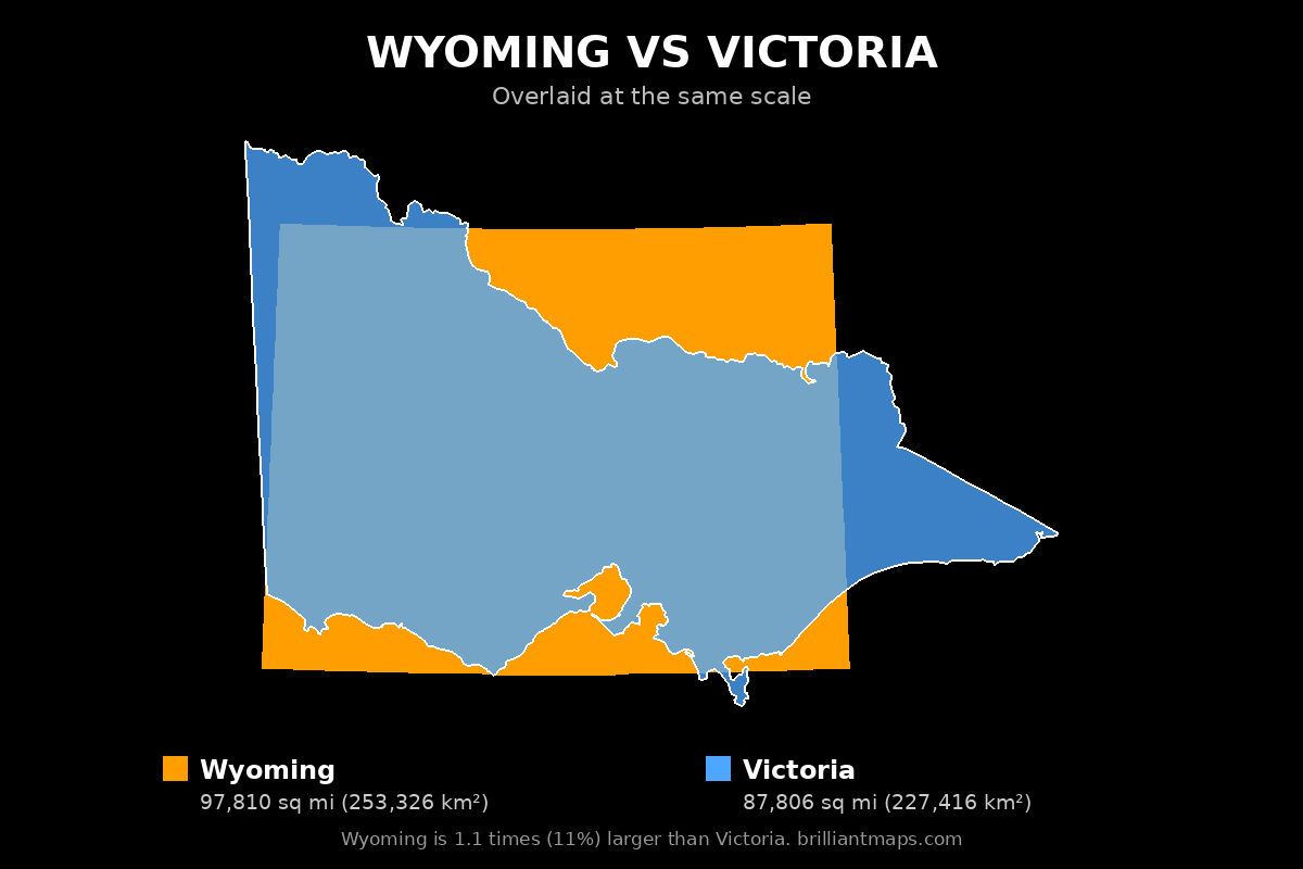 Wyoming vs Victoria Size Comparison Map