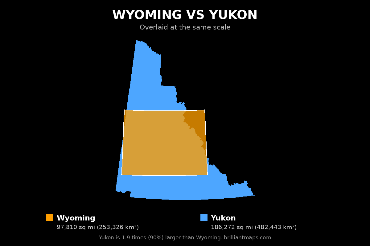 Wyoming vs Yukon Size Comparison Map