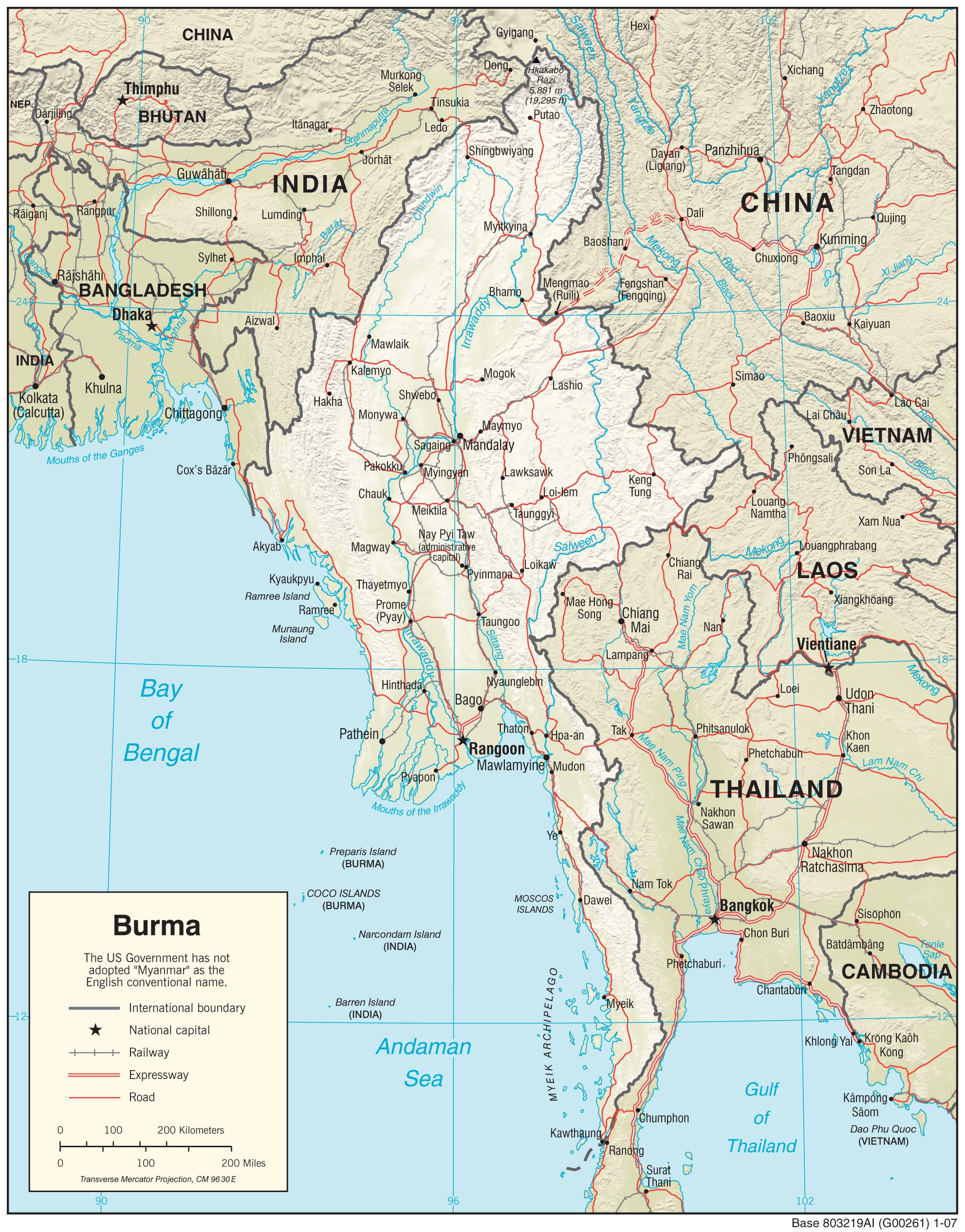 Myanmar Physiography Map