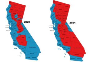 California’s Presidential Results Map By County 2020 vs 2024