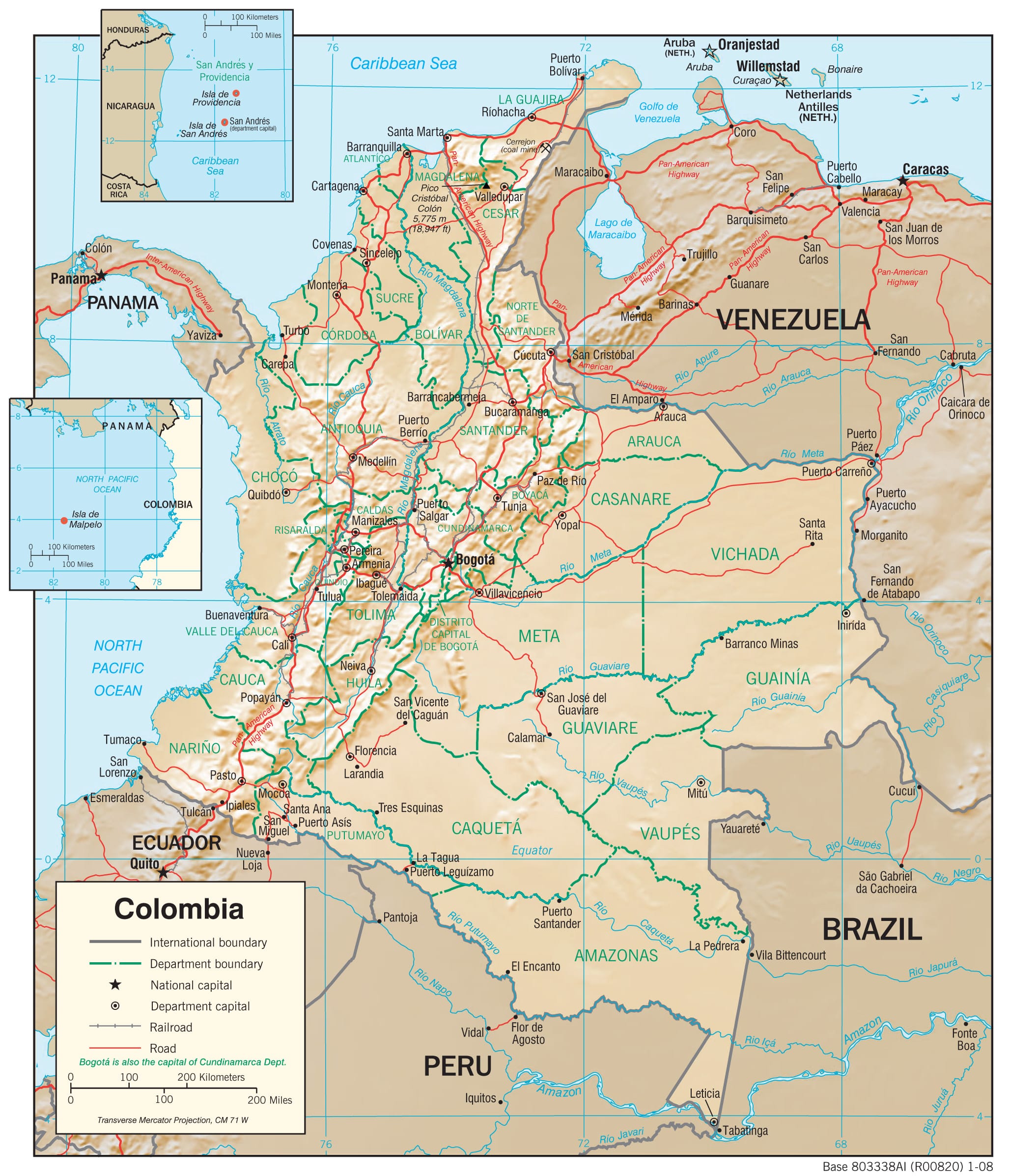 Colombia Physiography Map