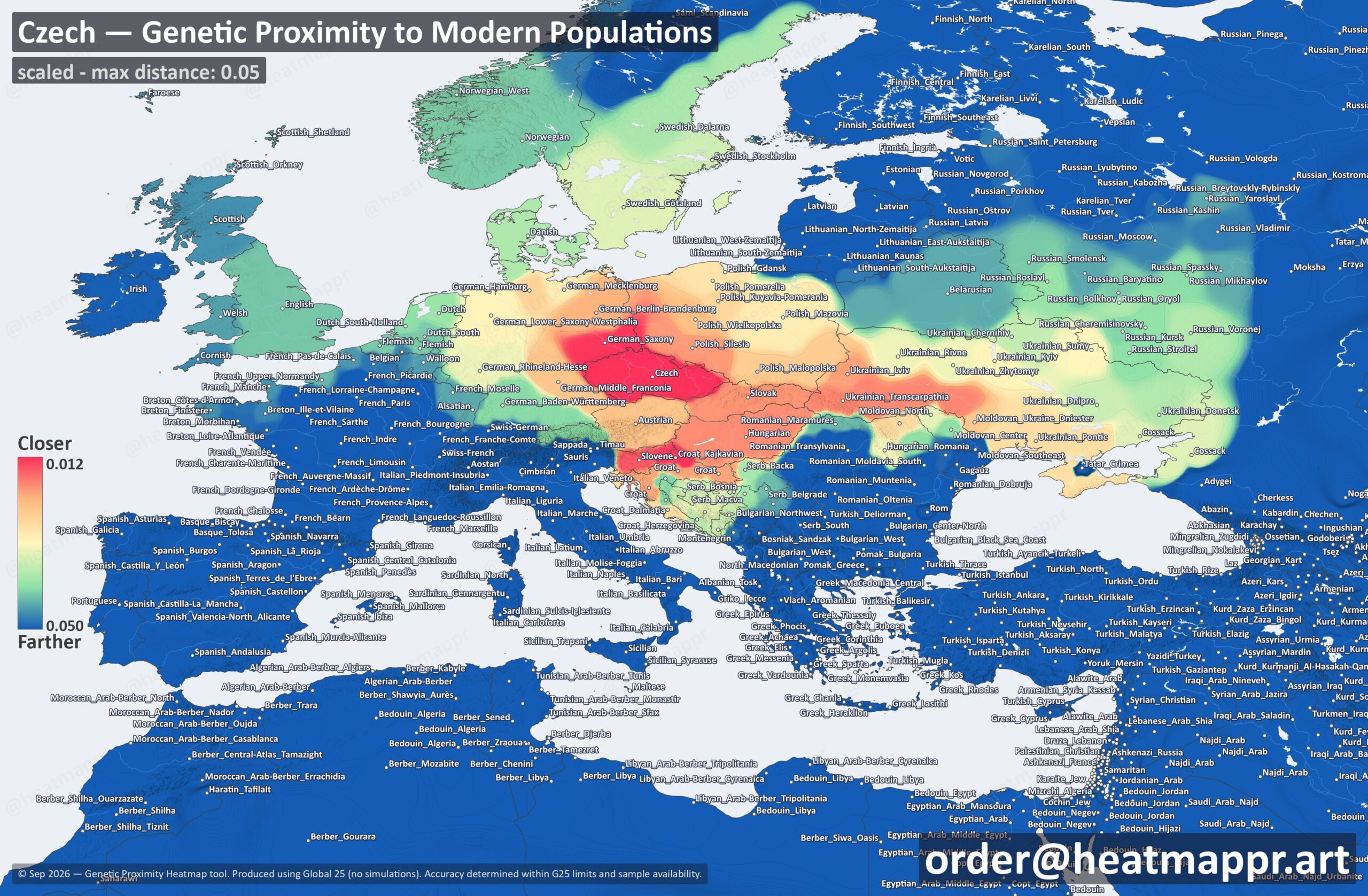 Czech DNA Heatmap