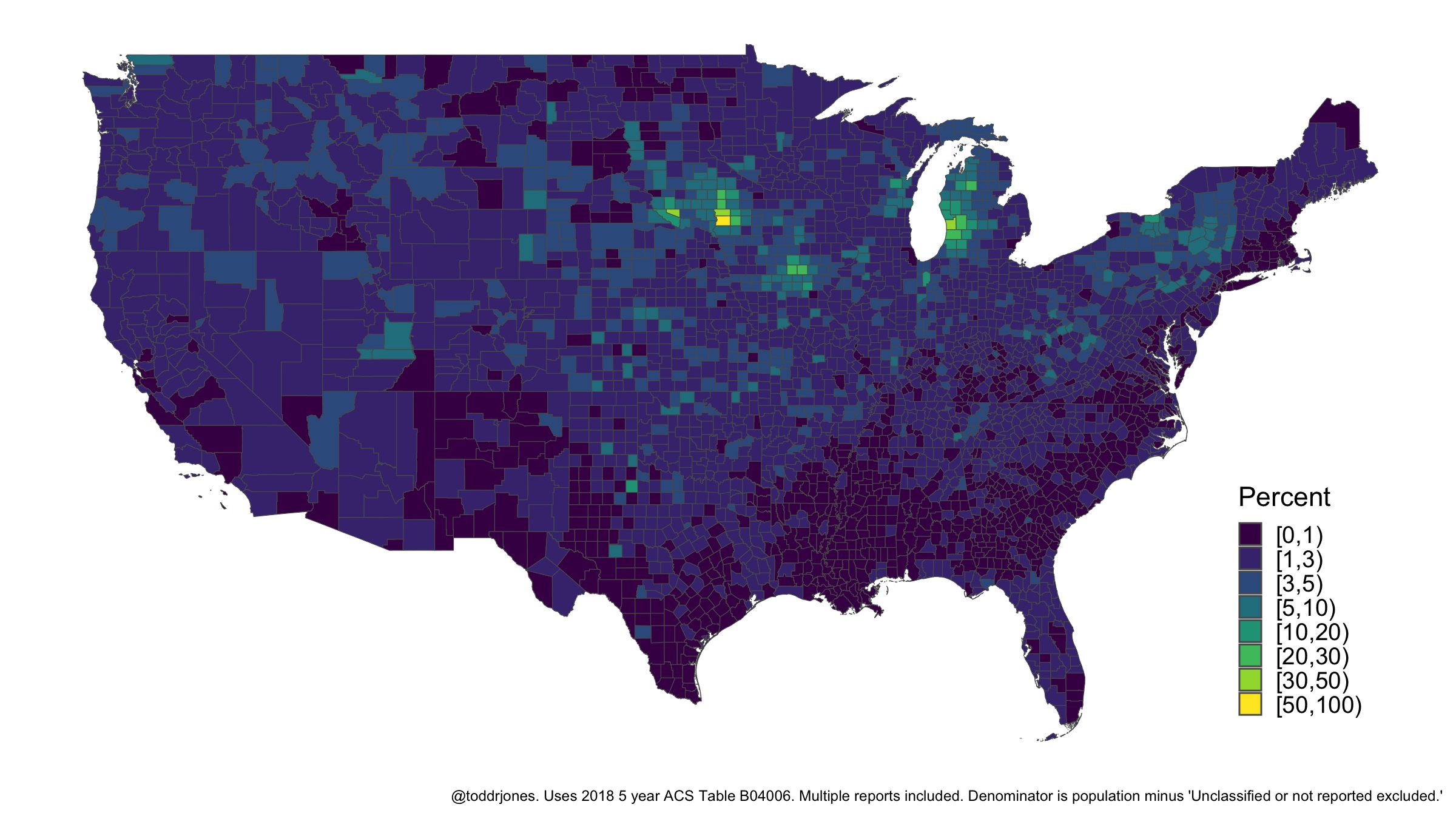 Percentage of county reporting Dutch ancestry
