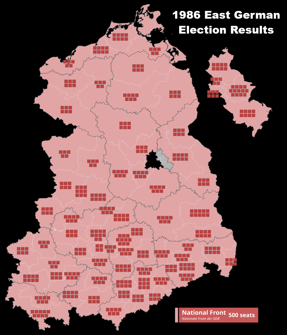 Map fo East German election results in 1986