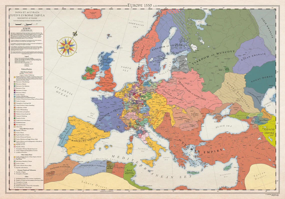 14 Beautiful Historical Maps Of Europe From 1444 1900 Brilliant Maps
