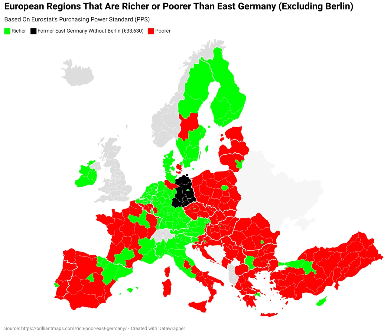 Which Parts Of Europe Are Richer & Poorer Than East Germany Excluding Berlin